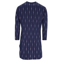 hajo Herren Nachthemd - lang, V-Ausschnitt, Premium Cotton mit Lyocell, gemustert Blau M