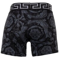 VERSACE Herren Long Boxer - TOPEKA, Trunk, Stretch Cotton, Barocco Muster Schwarz/Grau S