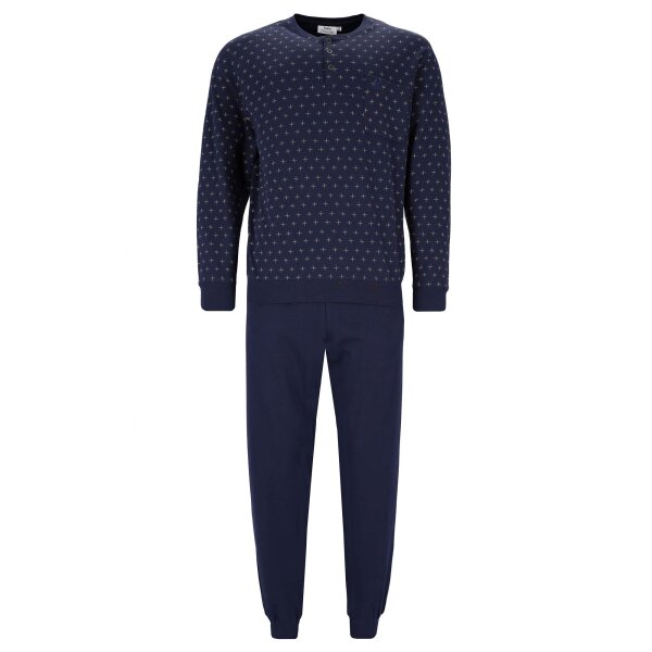 hajo mens pyjamas 2-piece set - long, button placket, interlock, premium cotton