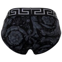 VERSACE Herren Slip - Stretch Cotton, Barocco Muster Schwarz/Grau L