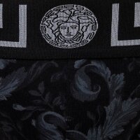 VERSACE Herren Jockstrap - Jocks, Tanga Slip, Stretch Cotton, Barocco Muster Schwarz/Grau 3XL
