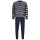 hajo mens pyjamas, 2-piece set - long, round neck with button placket, climate comfort, striped