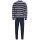 hajo mens pyjamas, 2-piece set - long, V-neck, climate comfort, striped Blue S (Small)