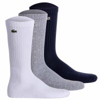 LACOSTE Unisex Socks, 3-pack - Tennis Socks, Cotton Blend, Solid Color White/Grey/Dark Blue 35-38