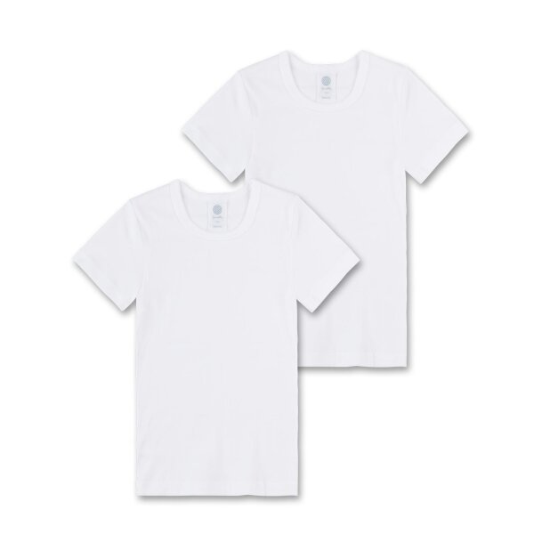 Sanetta Kinder Unterhemd, 2er Pack - T-Shirt, Kurzarm, Baumwolle, unisex, einfarbig