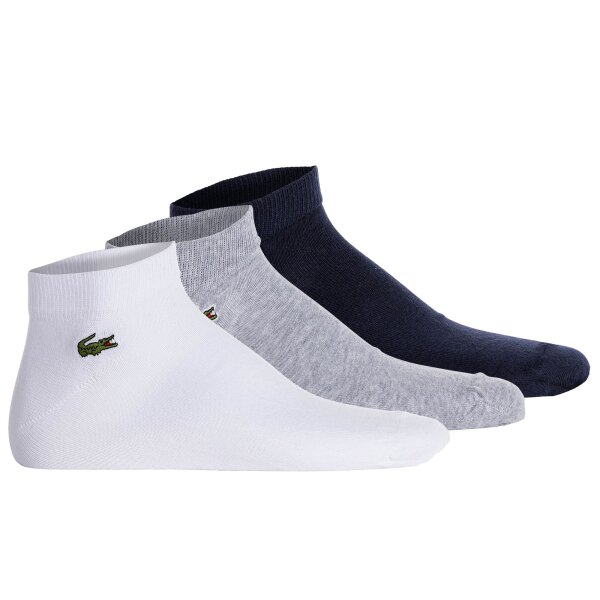 LACOSTE Unisex Sneakersocken, 3er Pack - Baumwollmischung, einfarbig, Logo