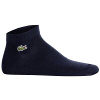 LACOSTE Unisex Sneaker Socks, 3-pack - Cotton Blend, Solid Color, Logo White/Grey/Dark Blue 39-42