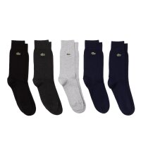 LACOSTE Herren Socken, 5er Pack - Baumwollmischung, einfarbig, Logo Schwarz/Grau/Dunkelblau 39-42