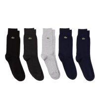 LACOSTE Herren Socken, 5er Pack - Baumwollmischung, einfarbig, Logo Schwarz/Grau/Dunkelblau 43-46