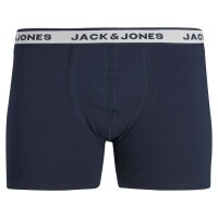 JACK&JONES Herren Boxershorts, 3er Pack - JACSOLID, Baumwoll-Stretch, einfarbig Grau/Weiß/Navy L