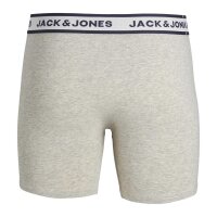 JACK&JONES Herren Boxershorts, 3er Pack - JACSOLID, Baumwoll-Stretch, einfarbig Grau/Weiß/Navy L