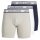 JACK&JONES Herren Boxershorts, 3er Pack - JACSOLID, Baumwoll-Stretch, einfarbig Grau/Weiß/Navy 2XL