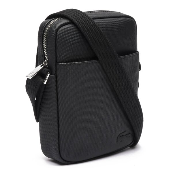 LACOSTE Mens Shoulder Bag - Core Essentials - SLIM VERTICAL CAMERA BAG, 21x15x4cm (HxWxD) Black