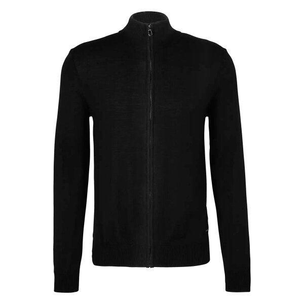 JOOP! mens knitted pullover - JK-01Denny, round neck, fine knit, wool, plain Black L (Large)