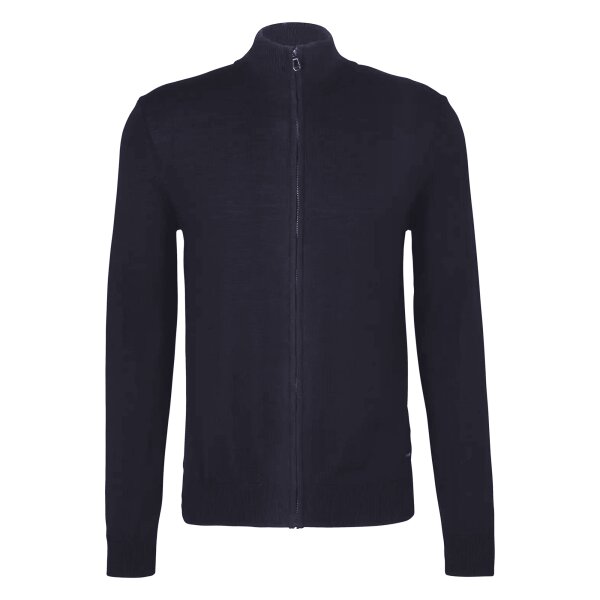 JOOP! Herren Strickjacke - JK-06Davis, Zipper, Stehkragen, Feinstrick, Wolle, uni Blau L