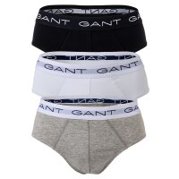 GANT mens briefs, 3-pack - Briefs, logo waistband, cotton stretch, solid colour