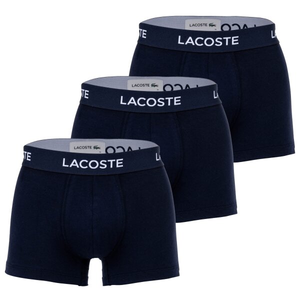 LACOSTE Mens Boxer Shorts, 3-pack - Trunks, Casual, Cotton Stretch, Logo waistband Dark Blue S (Small)