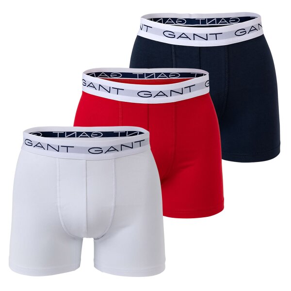 GANT Mens Boxer Shorts, 3-pack - Boxer Briefs, Cotton Stretch Multicoloured M (Medium)
