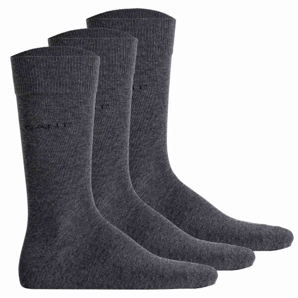 GANT Men Socks, 3-Pack - Soft Cotton Socks, Stockings, One Size, unicoloured Gey  43-45
