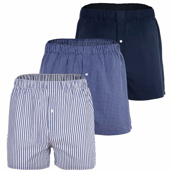 LACOSTE Mens Woven Boxer Shorts, 3-Pack - Underwear, Cotton, Button, Patterned