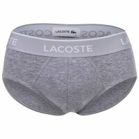 LACOSTE Mens Briefs, 3-pack - Casual, Briefs, Cotton Stretch, Logo Waistband Black/Grey/White S (Small)