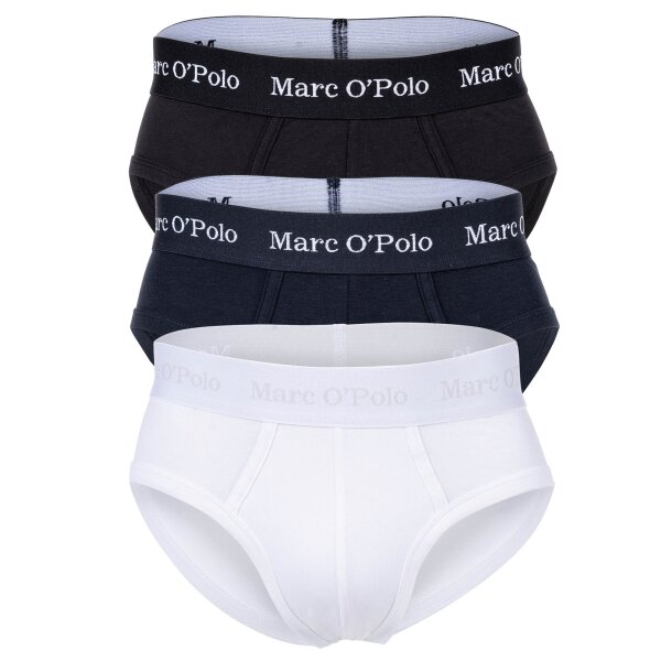 Marc O Polo mens briefs, 3-pack - Brief, Underwear, Organic Cotton Stretch, solid colour Black/Navy/White 2XL (XX-Large)