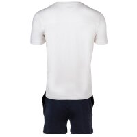 Marc O Polo mens pyjamas - 2-piece pyjama set, short, round neck, organic cotton White/Dark Blue L (Large)