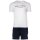Marc O Polo mens pyjamas - 2-piece pyjama set, short, round neck, organic cotton White/Dark Blue L (Large)