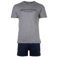 Marc O Polo mens pyjamas - 2-piece pyjama set, short, round neck, organic cotton Grey/Dark Blue 2XL (2X-Large)