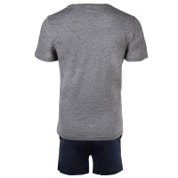 Marc O Polo mens pyjamas - 2-piece pyjama set, short, round neck, organic cotton Grey/Dark Blue 2XL (2X-Large)
