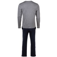 Marc O Polo Herren Schlafanzug - 2-tlg. Set, lang, Rundhalsausschnitt, Organic Cotton Grau/Dunkelblau M
