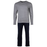 Marc O Polo mens pyjamas - 2-piece set, long, round neck, organic cotton Grey/Dark Blue M (Medium)