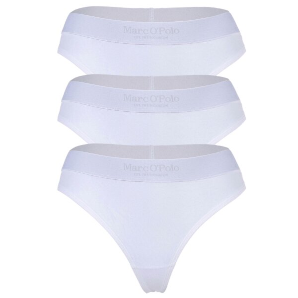 Marc O Polo ladies thongs, 3-pack - Logo waistband, Organic Cotton Stretch, Basic White XS (X-Small)