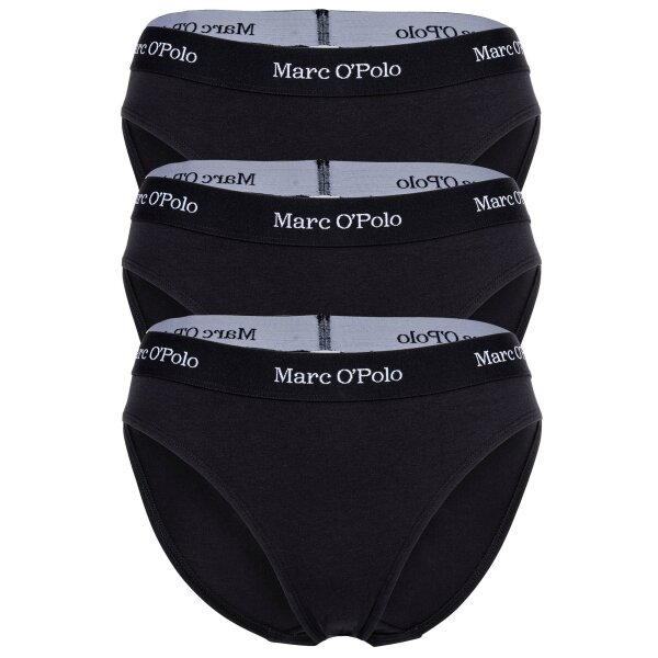 Marc O Polo Damen Slips, 3er Pack - Brief, Logobund, Organic Cotton Stretch Schwarz XL