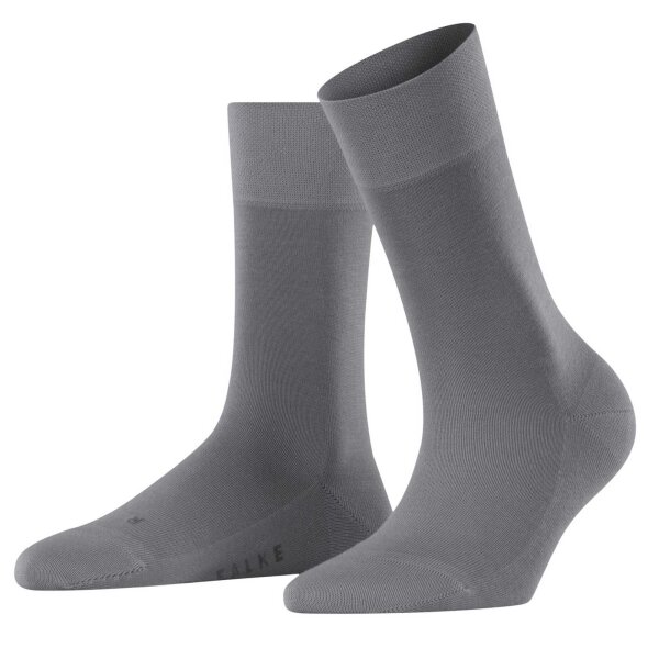 FALKE Womens Socks - Sensitive New York, Cuff, Logo, Plain, long Light Grey 35-38