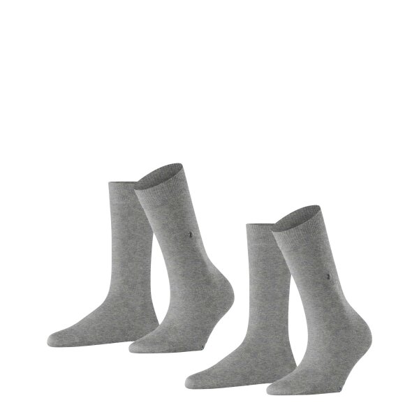 Burlington Ladies Socks 2 Pack - Everyday Short Sock, Onesize, Plain, 36-41 Light grey 36-41