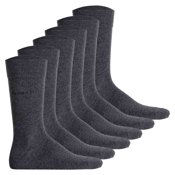 GANT Herren Socken, 6er Pack - Soft Cotton Socks, Strümpfe, einfarbig 43-45-Grau