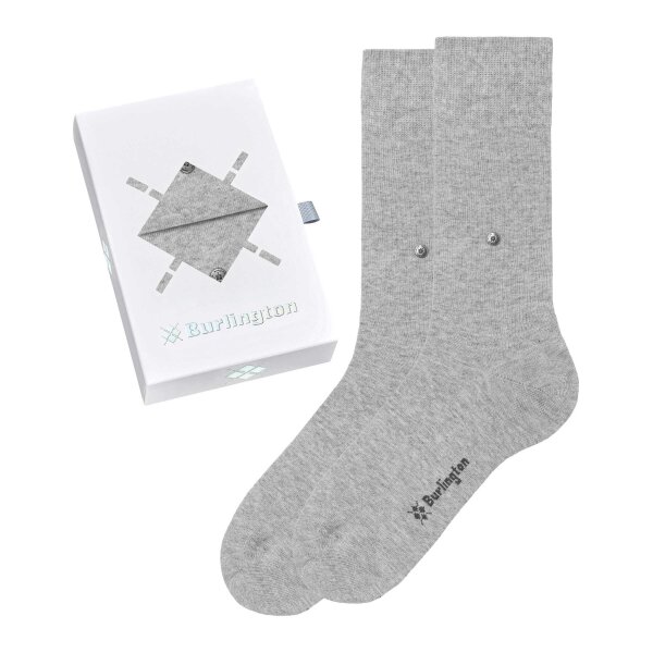 Burlington Herren Socken, 2er Pack - Geschenk-Box "Basic Gift Box" - Uni 2-Pack, Baumwolle, One Size Hellgrau 40-46