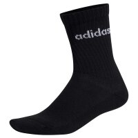 adidas unisex socks, 6-pack - Linear Crew Cushioned, logo, padded, solid color Black 37-39