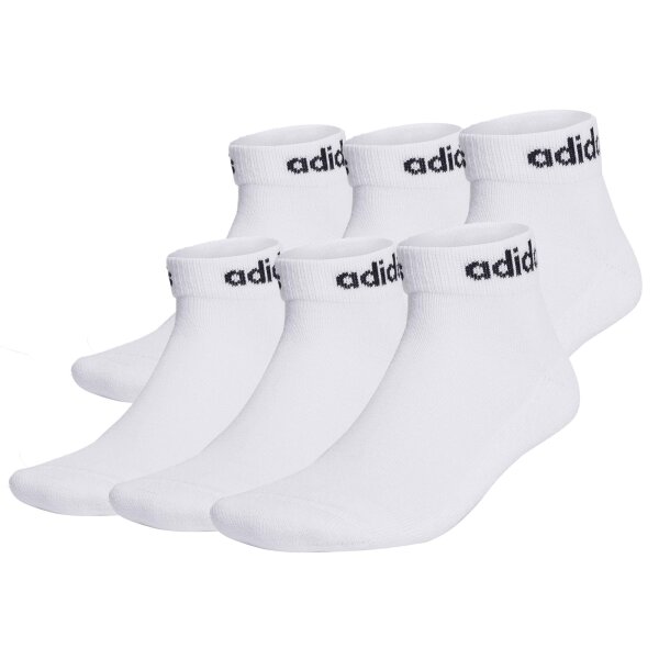 adidas Unisex Quarter Socks, 3-pack - Linear Cushioned Ankle, logo, padded, solid color White-43-45