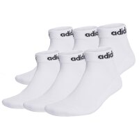 adidas Unisex Quarter Socken, 6er Pack - Linear Cushioned Ankle, Logo, gepolstert, einfarbig Weiß-43-45