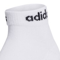 adidas Unisex Quarter Socken, 6er Pack - Linear Cushioned Ankle, Logo, gepolstert, einfarbig Weiß-43-45