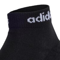 adidas Unisex Quarter Socks, 3-pack - Linear Cushioned Ankle, logo, padded, solid color Black/Grey/White-37-39