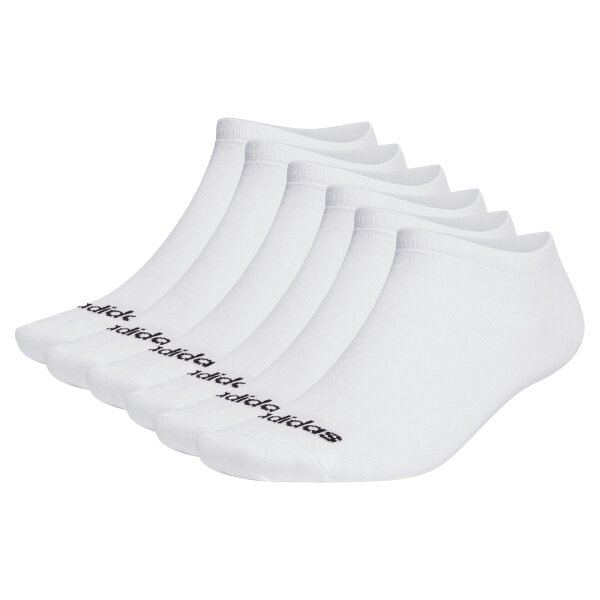 adidas Unisex Sneakersocken, 6er Pack - Thin Linear Low-Cut, dünne Socken, Logo, einfarbig Weiß-37-39