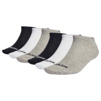 adidas Unisex Sneaker Socks, 3-Pack - Thin Linear Low-Cut, Rhin Socks, Logo, Solid Color Black/Grey/White-37-39