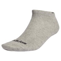 adidas Unisex Sneaker Socks, 3-Pack - Thin Linear Low-Cut, Rhin Socks, Logo, Solid Color Black/Grey/White-37-39