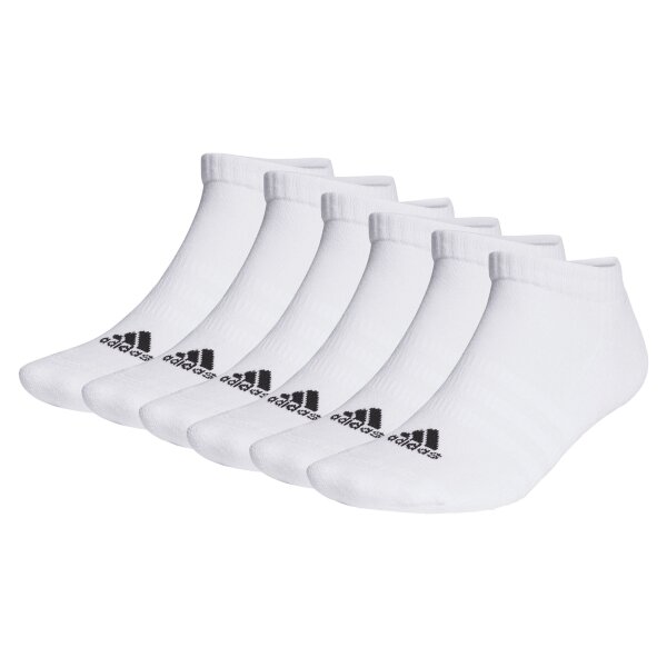 adidas Unisex Sneakersocken, 6er Pack - Cushioned Low-Cut, Logo, gepolstert, einfarbig  Weiß 37-39
