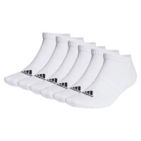 adidas Unisex Sneaker Socks, 6-pack - Cushioned Low-Cut, Logo, Padded, Solid Color White 46-48
