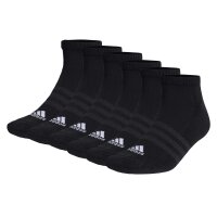 adidas Unisex Sneaker Socks, 6-pack - Cushioned Low-Cut, Logo, Padded, Solid Color Black 37-39