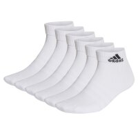 adidas Unisex Quarter Socken, 6er Pack - Cushioned Sportswear Ankle, Logo, gepolstert, einfarbig  Weiß 46-48